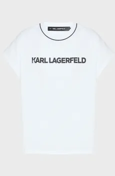 Женская белая футболка LOGO PIPING T-SHIRT Белый XS Karl Lagerfeld A2W17109