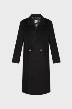 Женское черное шерстяное пальто Черный L DKNY D2G4A203
