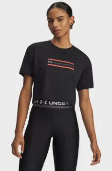 Женская черная футболка Tech Branded Crop SS Черный XL Under Armour 6009987-001