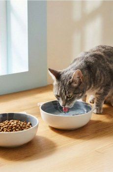 Миска для тварин з мотивом кота - сірий