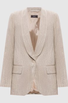 Бежевый жакет с леном с люрексом