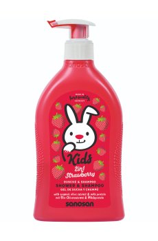 Детский шампунь-гель 2 в 1 Sanosan Kids Shower & Shampoo Strawberry, 400 мл