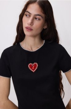 Reserved - Футболка з аплікацією «серце» - чорний - 366JO-99X