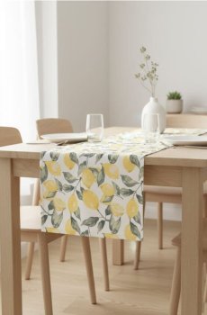 Доріжка на стіл з мотивом лимонів - бурштиновий