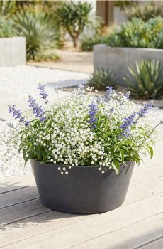 Квітковий горщик з домішкою мармуру - темно-сірий