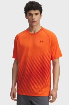 Мужская оранжевая футболка UA Tech Fade SS Оранжевый S Under Armour 6005916-844