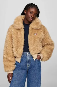 Женская бежевая шуба TJW FAUX SHEARLING JACKET Бежевый XS Tommy Jeans DW0DW18847