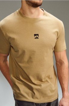 Бавовняна футболка з написом - бежевий