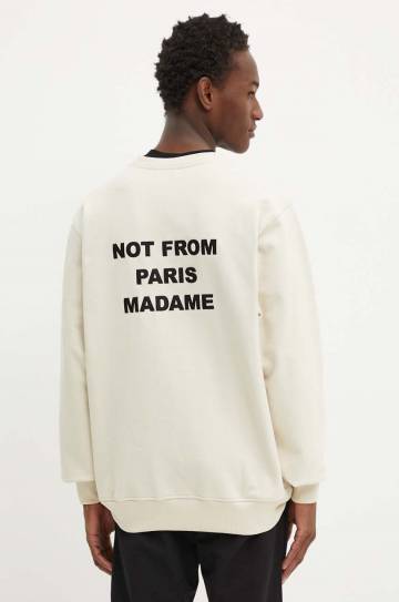 Хлопковая кофта Drôle de Monsieur мужская цвет бежевый с принтом PERM.SW149.CO127 Le Sweatshirt Slogan Хлопковая кофта Drôle de Monsieur мужская цвет бежевый с принтом PERM.SW149.CO127 Le Sweatshirt Slogan