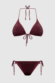 Бордовый купальник MALIBU с кристаллами