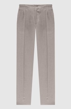 Серые брюки из льна