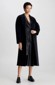 Женское черное шерстяное пальто CUT OUT WOOL WRAP COAT Черный 42 Calvin Klein K20K205496