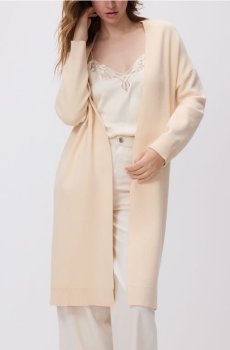 Reserved - Подовжений кардиган із додаванням віскози - нюдовий - 836IP-02X