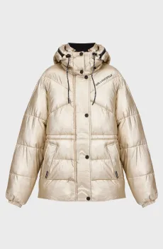Женская золотистая куртка METALLIC PUFFER JACKET Золотой S Karl Lagerfeld 246W1504
