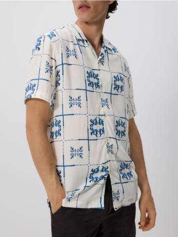 Reserved - Віскозна сорочка regular fit - кремовий - 743FW-01P Reserved - Віскозна сорочка regular fit - кремовий - 743FW-01P