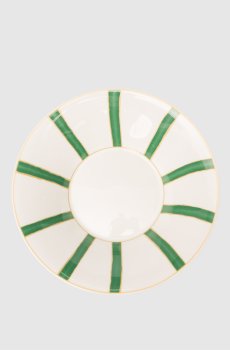 Белая фарфоровая тарелка для супа Striche Verdi e Oro