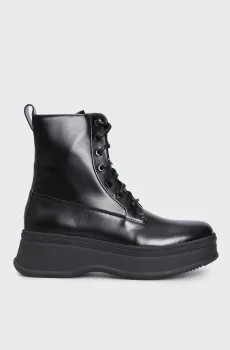 Женские черные кожаные ботинки PITCHED COMBAT BOOT Черный 40 Calvin Klein HW0HW01599