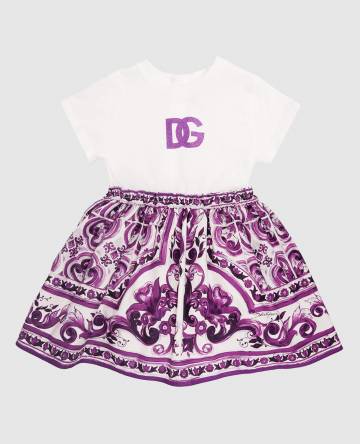 Детское белое платье в принт Майолика