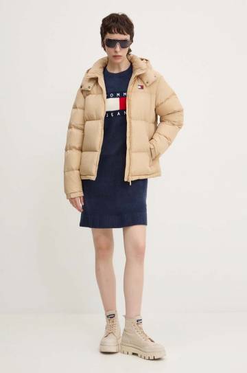 Платье с примесью шерсти Tommy Jeans цвет синий mini oversize DW0DW18719 Платье с примесью шерсти Tommy Jeans цвет синий mini oversize DW0DW18719