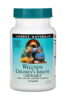Иммунная поддержка для детей Source Naturals Wellness Childrens Immune Chewable со вкусом ягод, 30 жевательных пастилок