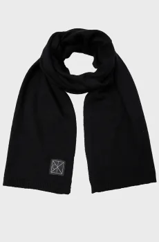 Мужской черный кашемировый шарф EMBLEM Черный ONESIZE Calvin Klein LV04D8014G