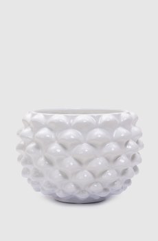 Белое керамическое кашпо в форме шишки