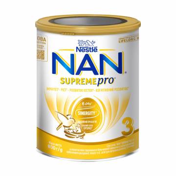 Сухая смесь NAN 3 Supreme Pro с 6 олигосахаридами и двойным пробиотиком для питания детей от 12 месяцев, 800 г Сухая смесь NAN 3 Supreme Pro с 6 олигосахаридами и двойным пробиотиком для питания детей от 12 месяцев, 800 г