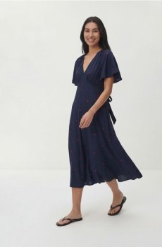 Reserved - Сукня міді з ліоцелем - темно-синій - 436IK-59X