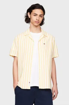 Мужская рубашка в полоску TJM STRIPE LINEN SS Разноцветный S Tommy Jeans DM0DM18961