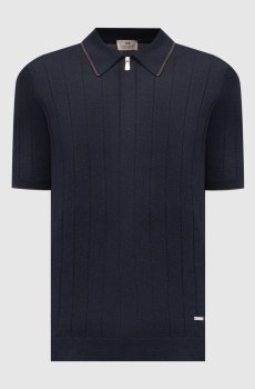 Синее поло из шелка