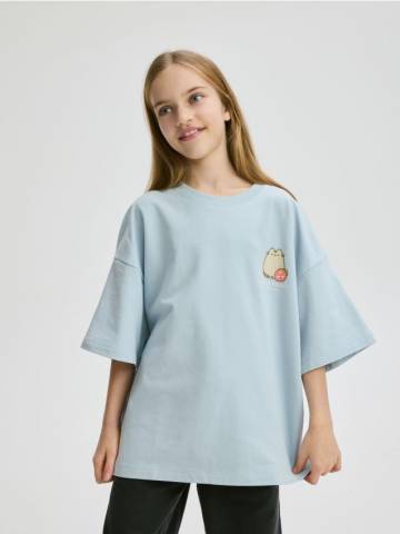 Reserved - GIRLS` T-SHIRT - блідо-блакитний - 957EK-05X Reserved - GIRLS` T-SHIRT - блідо-блакитний - 957EK-05X