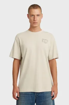 Мужская бежевая футболка Script Бежевый S G-Star RAW D28594,C812