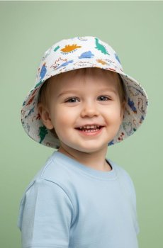 Бавовняний bucket hat з мотивом динозаврів - білий