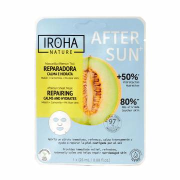 Успокаивающая тканевая маска для лица Iroha Nature Repairing Calms And Hydrates Melon After Sun после загара, 25 мл Успокаивающая тканевая маска для лица Iroha Nature Repairing Calms And Hydrates Melon After Sun после загара, 25 мл