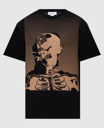 Черная футболка с принтом Skeleton