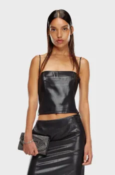 Женский черный топ в полоску T-REASURE Черный 40 Diesel A13989 0IPAA