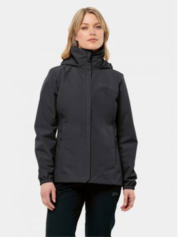Jack Wolfskin Дощовик Stormy Point 1111202 Чорний Regular Fit Jack Wolfskin Дощовик Stormy Point 1111202 Чорний Regular Fit