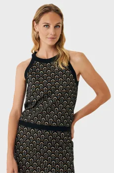 Женский жаккардовый топ с узором Jacquard geo tanktop Черный M Mexx MF007701751W