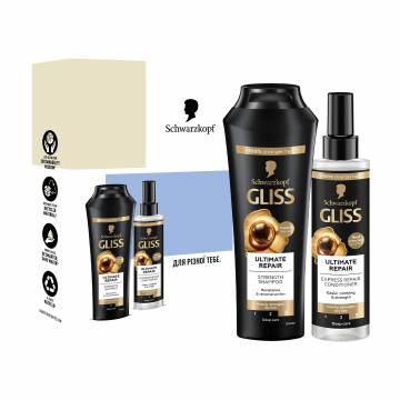 Набор для ухода волос Gliss Ultimate Repair. Hair Reconstruction (шампунь, 250 мл + экспресс-кондиционер, 200 мл) Набор для ухода волос Gliss Ultimate Repair. Hair Reconstruction (шампунь, 250 мл + экспресс-кондиционер, 200 мл)