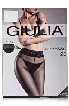 Классические колготки женские Giulia Impresso с кружевным поясом, 20 DEN, Daino, размер 2