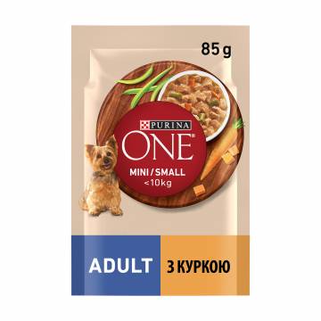 Влажный корм для взрослых собак мелких пород Purina One Mini/Small кусочки в соусе с курицей, морковью и зеленой фасолью, 85 г Влажный корм для взрослых собак мелких пород Purina One Mini/Small кусочки в соусе с курицей, морковью и зеленой фасолью, 85 г
