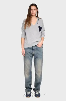 Женский серый кашемировый пуловер Mikyz Серый S ZADIG&VOLTAIRE KWSW02925_GRIS CHINE CLAI
