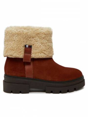 Tommy Hilfiger Ботильйони Faux Fur Suede Roll-Down Boot FW0FW08158 Коричневий