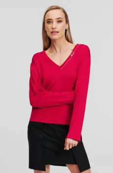 Женский красный пуловер Красный S Karl Lagerfeld 245W2003