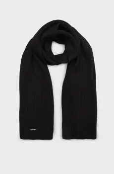 Мужской черный шарф CLASSIC COTTON RIB SCARF Черный ONESIZE Calvin Klein K50K512367