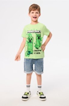 Бавовняна футболка з принтом Minecraft - світло-зелений