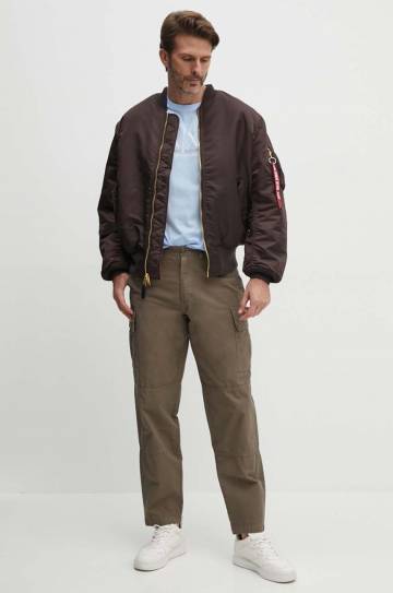 Двусторонняя куртка-бомбер Alpha Industries MA-1 мужская цвет коричневый переходная 100101.696 Двусторонняя куртка-бомбер Alpha Industries MA-1 мужская цвет коричневый переходная 100101.696