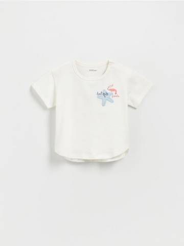 Reserved - GIRLS` T-SHIRT - кремовий - 388EC-01X Reserved - GIRLS` T-SHIRT - кремовий - 388EC-01X
