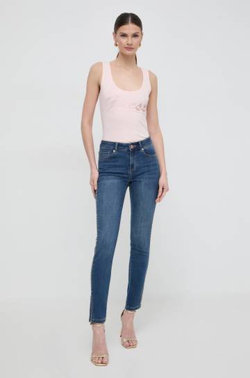 Хлопковый топ Guess цвет розовый Хлопковый топ Guess цвет розовый