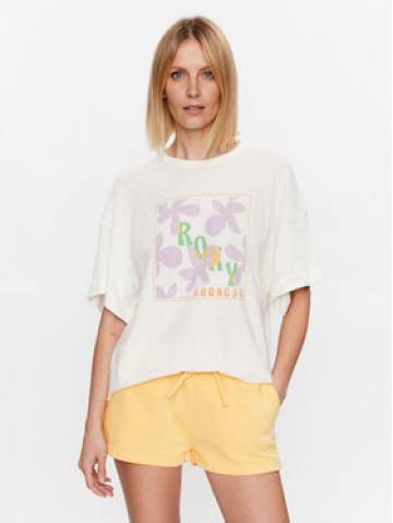 Roxy Футболка Sweet Flowers ERJZT05469 Écru Relaxed Fit Roxy Футболка Sweet Flowers ERJZT05469 Écru Relaxed Fit